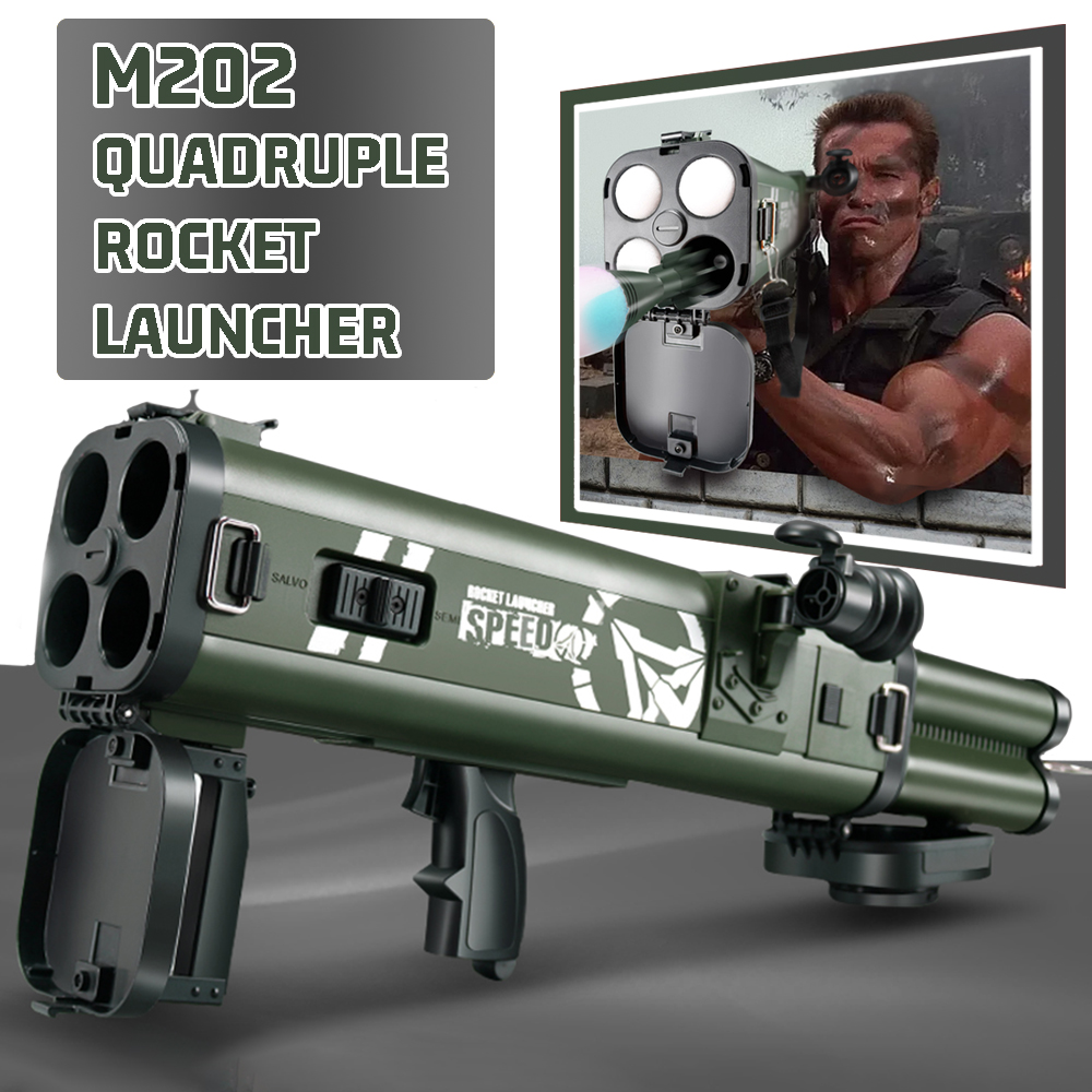 Foam Dart Gun - M202 4連ロケットランチャー フォームダーツブラスター プラスチックロケットランチャーおもちゃセット 14歳以上の男の子向け ごっこ遊びバズーカおもちゃ