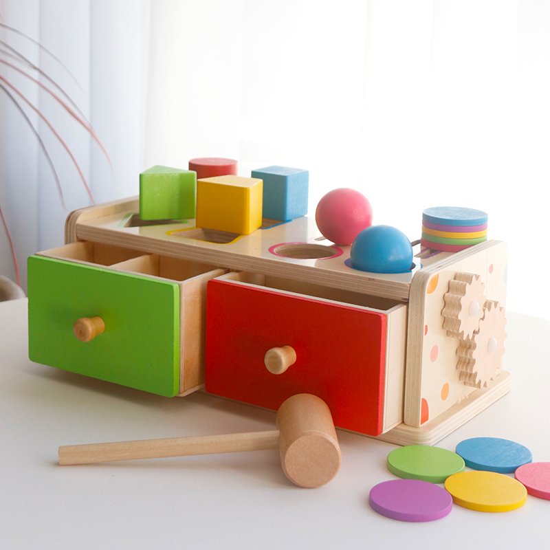 Kids Toys Drawers - モンテッソーリ木製分類スタッキングおもちゃ 子供用引き出しボックス ビジーボード マッチングゲーム 色と形の分類おもちゃ 微細運動感覚玩具