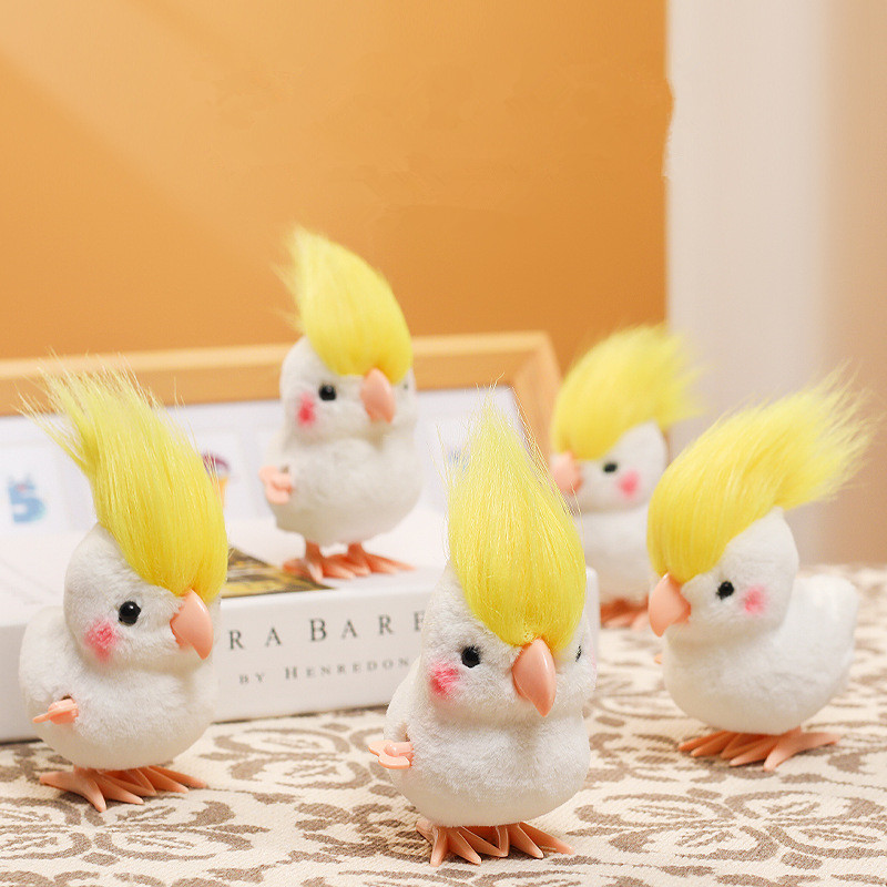 Soft Plush Doll - INS カワイイジャンピングパロット シミュレートされたぬいぐるみ クールな髪と可動式チェーン付き 柔らかい人形 アニメぬいぐるみ
