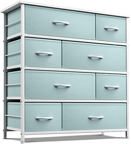 Kids Toys Drawers - 8段引き出し付きドレッサー - 子供、ティーンエイジャー、寝室、保育園、プレイルーム、衣類、おもちゃ用の家具収納チェスト - スチール製