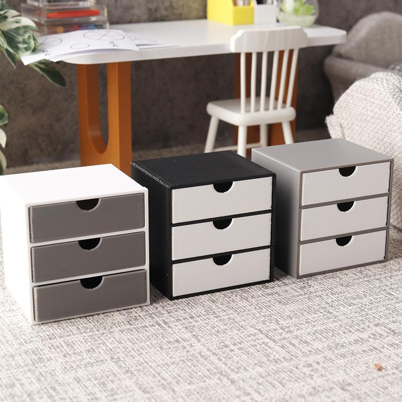 Kids Toys Drawers - 木製ドールハウス本棚 引き出し付き 1:12 ミニチュア収納キャビネット 子供部屋用 ごっこ遊び家具