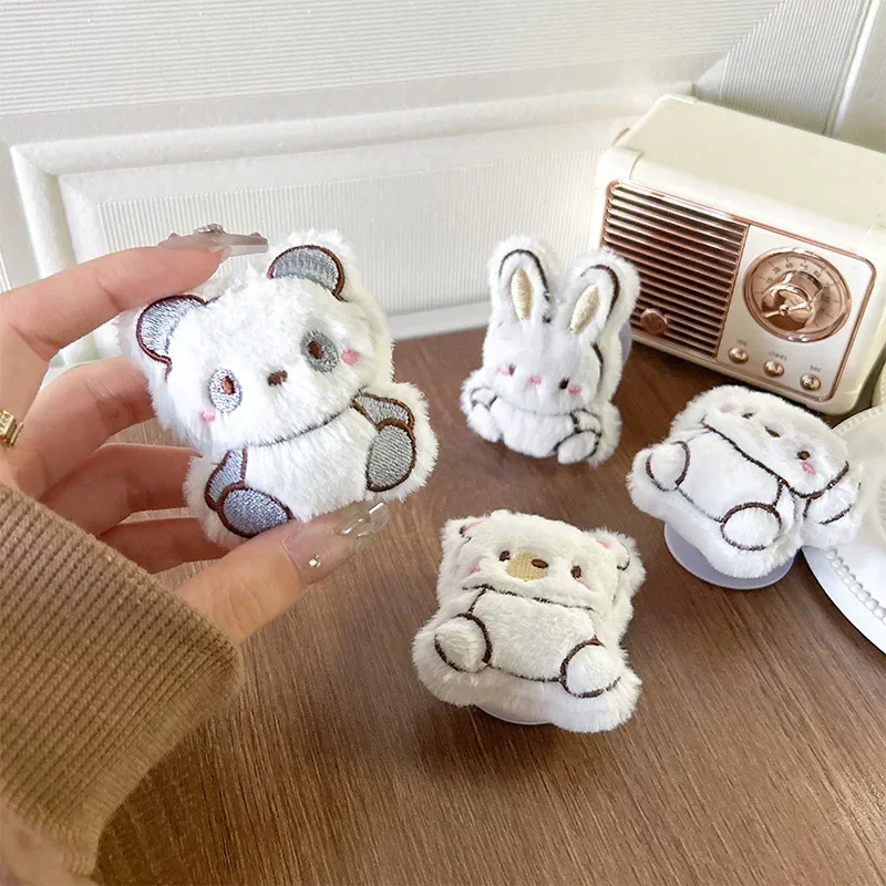 Xiaomi Kids Toys - 韓国のかわいいぬいぐるみウサギ人形電話ホルダー GripTok ソケット毛皮のような子犬クマパンダユニバーサル電話スタンド iPhone Samsung Xiaomi用