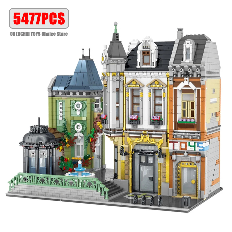 Lego Set City - Sweet-Streetview-男の子用ビルディングブロックセット,mocシリーズ,モジュラー玩具,四角い都市建築,レンガモデル,子供向けギフト,5477個