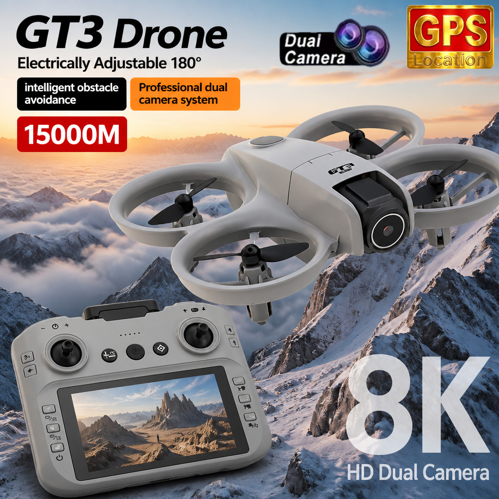Xiaomi Kids Toys - GT3ミニRCドローン プロ仕様 8Kデュアルカメラ 空撮ヘリコプター GPSスクリーンリモコン ブラシレスクアッドコプター航空機