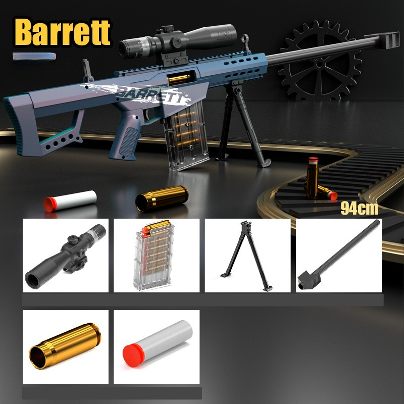 Foam Dart Gun - シェルエジェクト式フォームダーツスナイパーライフル94cmバレットトイガン（スコープ、バイポッド付き）ソフトバレットブラスター、屋外ターゲットプレイ用
