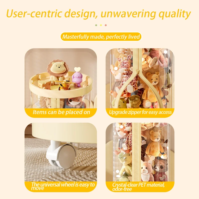 透明な人形収納ボックス、ぬいぐるみ整理、おもちゃ収納チューブ - Kids Zipper Toys のレビューと価格
