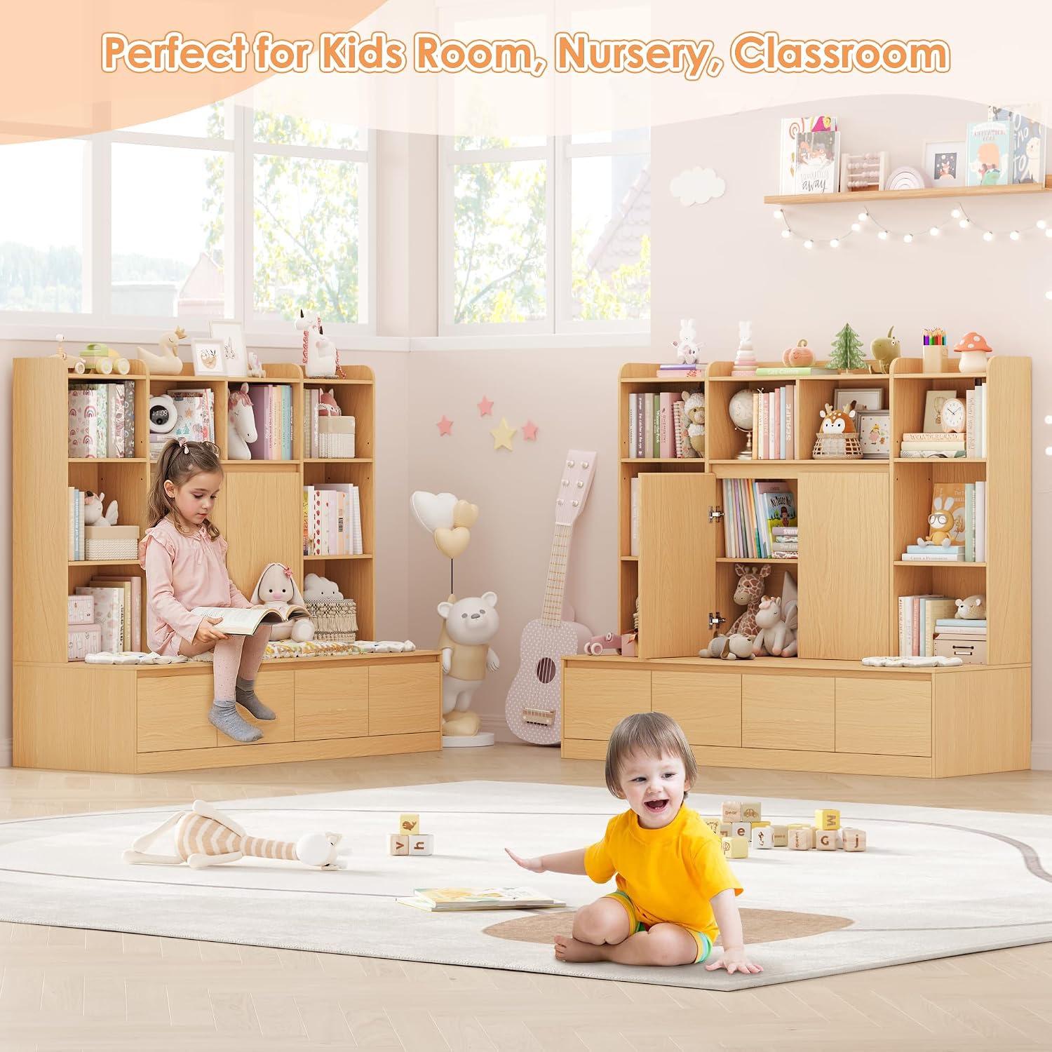 54インチ子供用本棚収納オーガナイザー、読書スペース付きベン - Kids Toys Drawers のレビューと価格