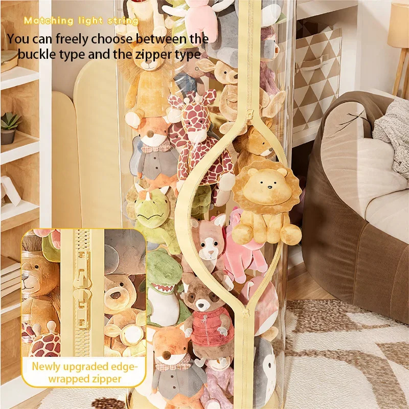 透明な人形収納ボックス、ライトチューブ付きぬいぐるみ整理ケー - Kids Zipper Toys のレビューと価格