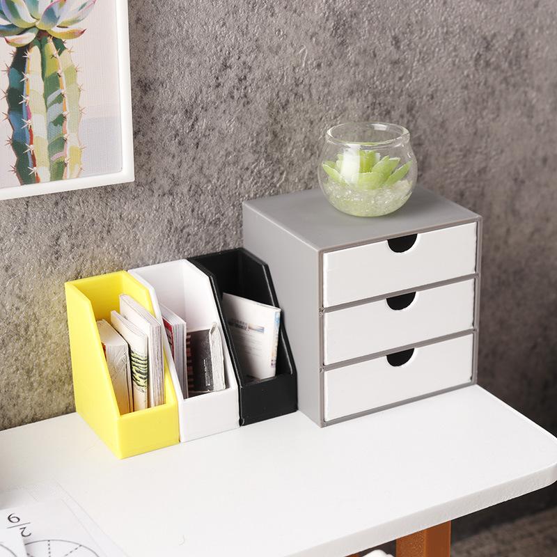 ミニチュア木製本棚ドールハウスキャビネット 1 12 スケー - Kids Toys Drawers のレビューと価格