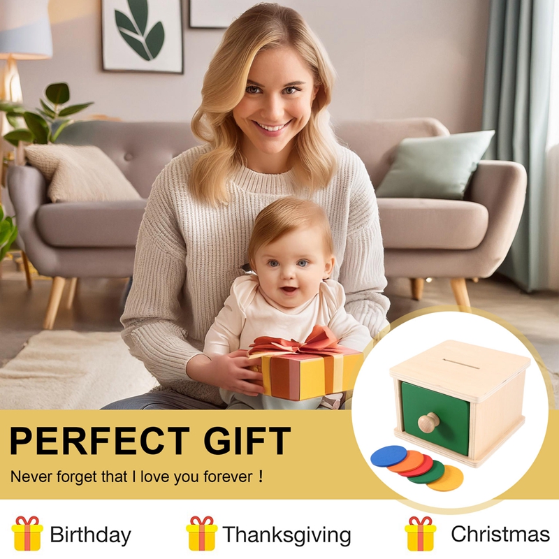 子供用木製コインボックス引き出しゲーム カラフルな木製投げ込 - Kids Toys Drawers のレビューと価格